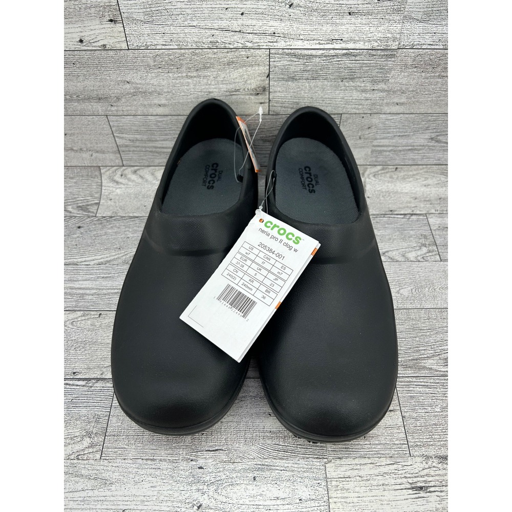 Crocs‎ Neria Pro II Clog W Black Slip Resistant Work Shoes Women Size 7